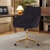 Adjustable Office Chair, Ergonomic Swivel Chair Velvet, Comfortable For Long Sitting - Black - Image 12