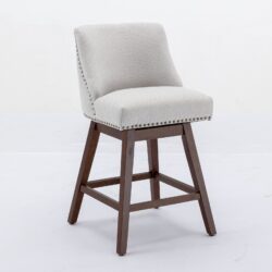 Counter Height Swivel Barstools, Upholstered Bar Stools (Set of 2) - Ivory