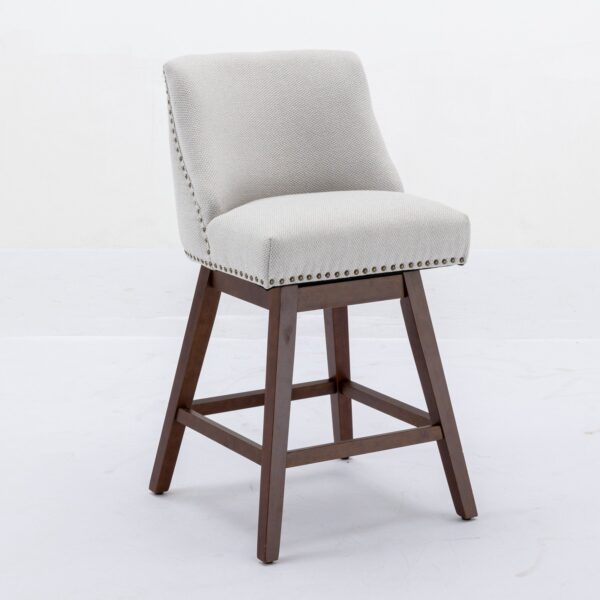 Counter Height Swivel Barstools, Upholstered Bar Stools (Set of 2) - Ivory