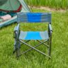 Padded Folding Outdoor Chair With Storage Pockets, Lightweight Oversized Directors Chair For Indoor, Outdoor Camping, Picnics And Fishing - Blue / Gray - Image 4