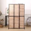 Rustic 3 Panel Room Dividers And Folding Privacy Screen Wooden Room Partitions 6Ft Wall Divider - Natural - Image 3
