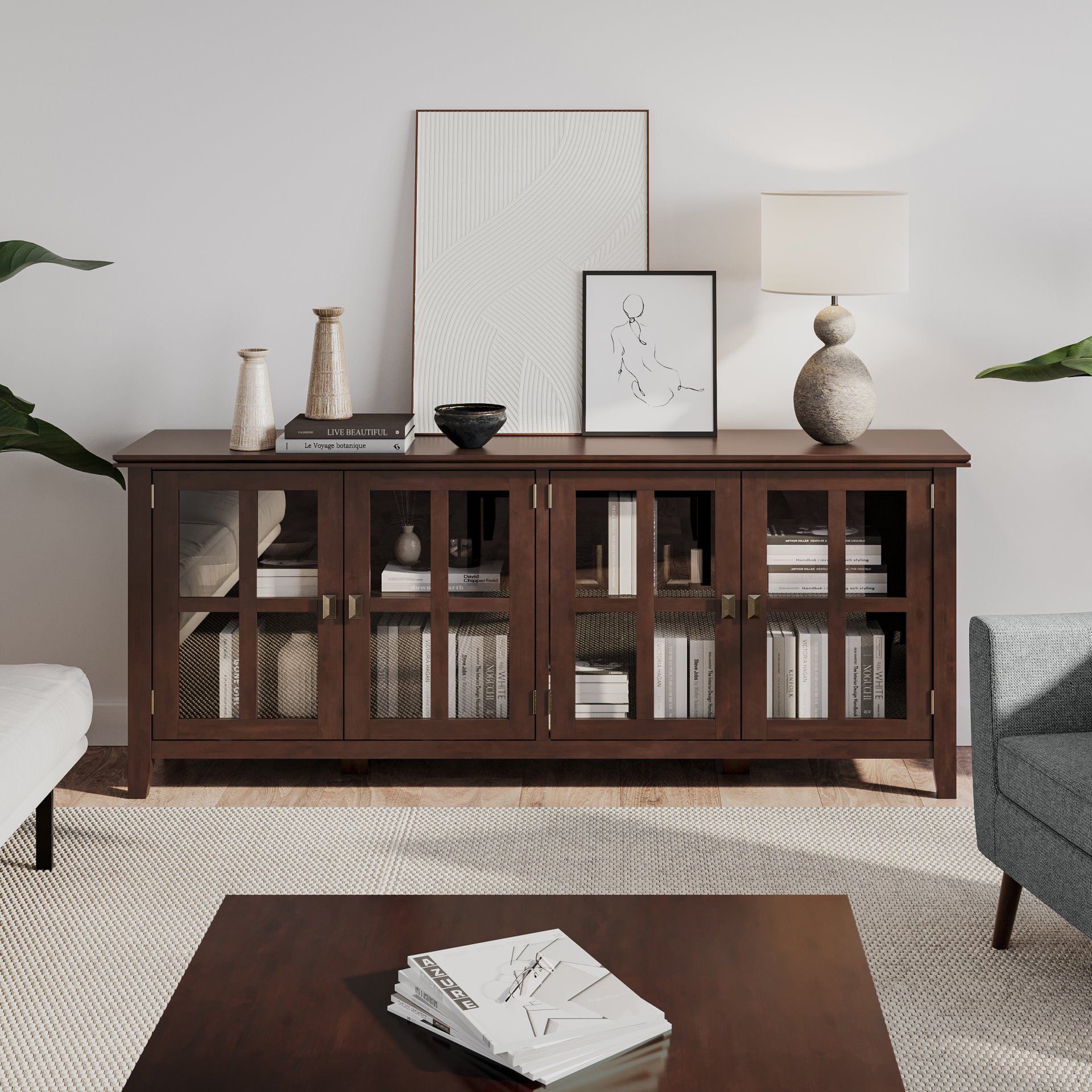 Artisan - Wide 4 Door Storage Cabinet - Russet Brown - Image 11