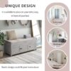 Storage Bench With 3 Shutter-Shaped Doors, Shoe Bench With Removable Cushion And Hidden Storage Space - Gray Wash - Image 9