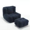 Modern Indoor Fluffy Bean Bag Chair With Memory Foam And Ottoman Super Soft Velvet - Blue - Image 21