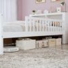 Twin Size Bed With Headboard Storage Rack, 2 Under Bed Drawers, 3 - Side Guardrails For Safety And Security - White - Image 4