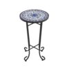 French Country Patio Side Table With Vibrant Tile Top - Blue / Black - Image 8