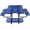 Outdoor Steel Picnic Square Table With Umbrella Pole - Blue - Image 4