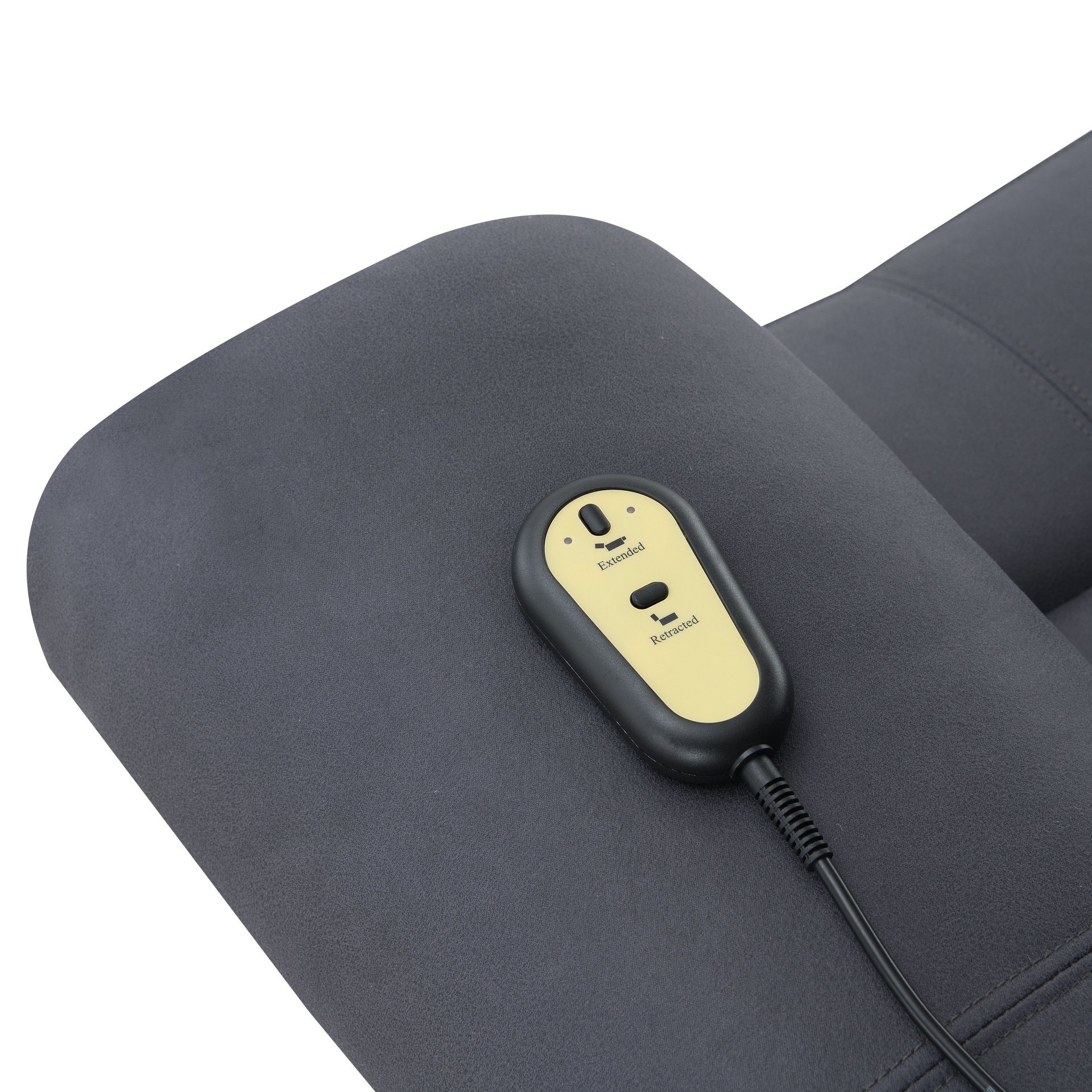 Domana - Polished Microfiber Power Nirion Recliner With Lift Heating Massage Chair - Dark Blue - Image 5