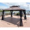 13 X 10 Ft Patio Gazebo Tent With Ventilated Double Roof And Mosquito Net - Brown - Image 4