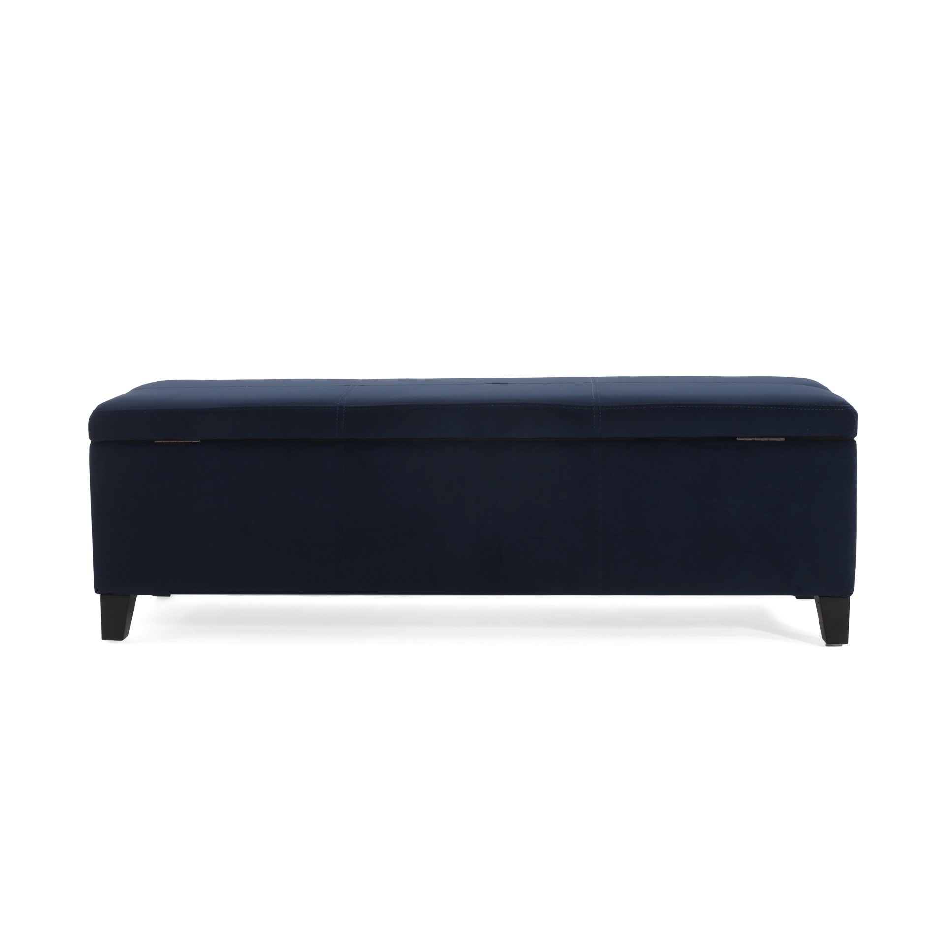 Velvet Storage Bench, Upholstered End Of Bed, Storage Ottoman Benches, Fabric Ottoman Bench With Large Storage Space For Living Room Entryway Bedroom - Dark Blue - Image 7