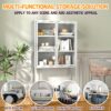Heavy Duty Metal Storage Cabinet, Display Storage Cabinet With Glass Doors And 2 Adjustable Shelves, Tall Bookcase Modern Bookshelf Cabinet For Home Office, Living Room, Pantry - White - Image 6