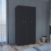 Wardrobe Armoire With 3 Doors And 2 Inner Drawers, 3 Doors - Black - Image 2