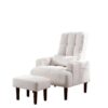 Recliner Soft Cozy Sofa Chair With Ottoman - Cream White - Image 11