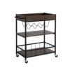 Rolling Kitchen Cart With Three Tiers And Four Wine Bottle Rack - Brown / Black - Image 3