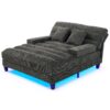 Chaise Bed Lounge Sofa Chair With Adjustable Backrest And LED Light Strip - Gray - Image 11