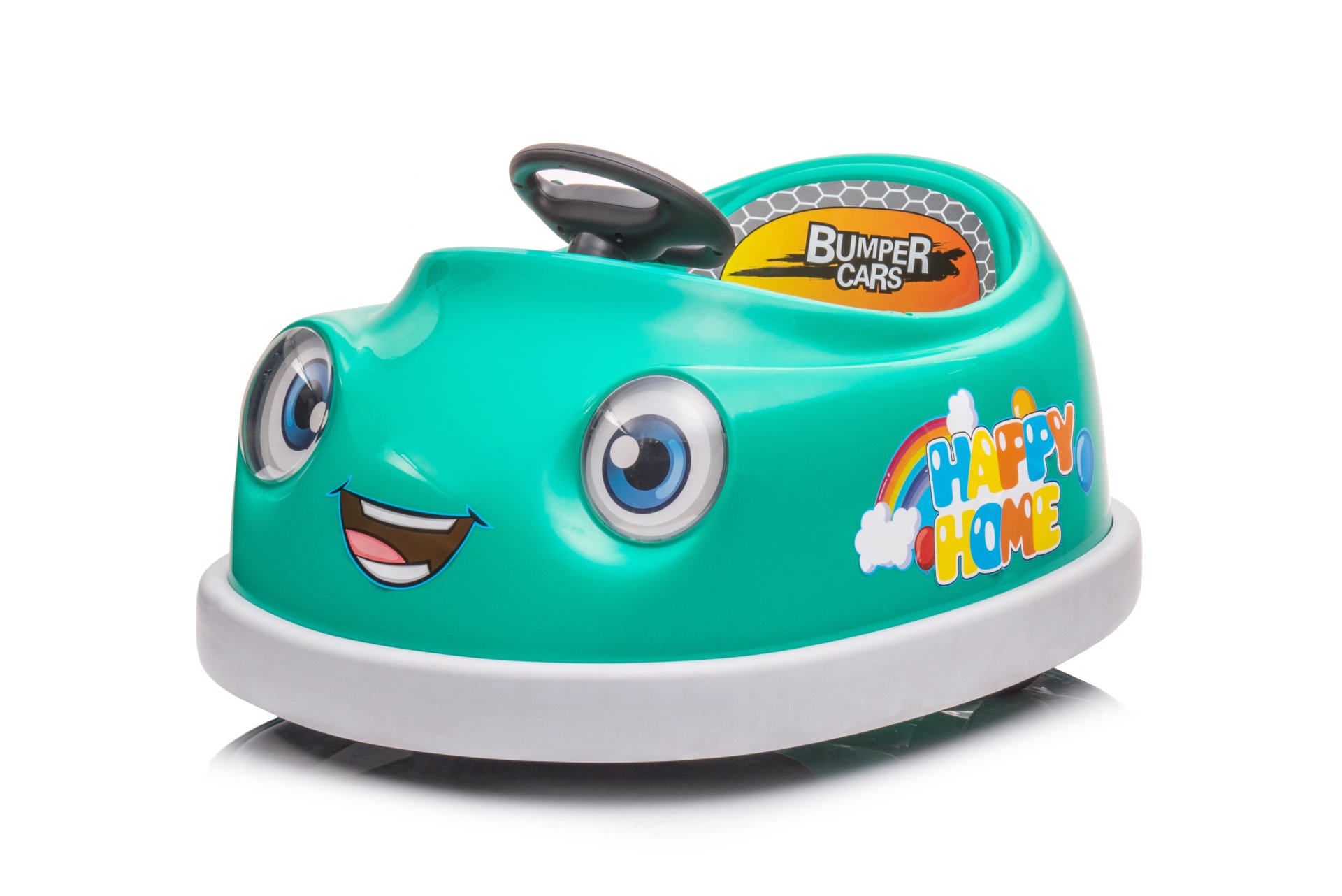 Bumper Car For Kids, 12V Dual Drive 1-6 Years Old Children's Electric Car With Pushrod Dinner Plate USB Bt Music Rocking Horse Mode Anti-Collision Bumper Ride On Car - Green - Image 9