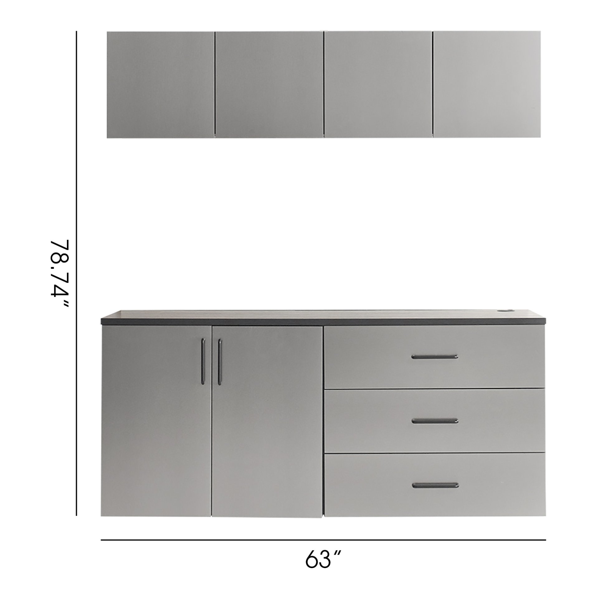 Astro Series - Garage Cabinet Set C With Soft Closing Drawers - Metallic Gray - Image 3