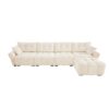 Modular 4 Seater Sofa With Ottoman, Configurable Solid Wood Frame, Premium, High Resilience Cushions - White - Image 18