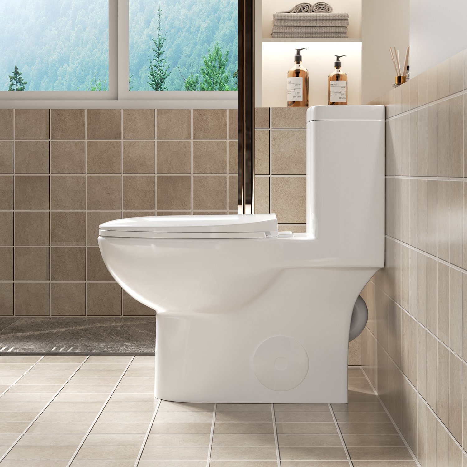 Gloss 1 Piece Toilet With Dual Flush And Rimless Bowl - Gloss White - Image 5