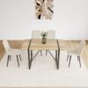 Modern Upholstered Dining Chairs (Set of 4) With Black Metal Legs And Linen Cushion Seat - Beige - Image 4