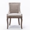 Ultra Side Dining Chair,Thickened Fabric Chairs With Neutrally Toned Solid Wood Legs, Bronze Nail Head (Set of 2) - Beige - Image 4