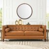 Hausen - Mid-Century Modern Round Accent Wall Mirror - Brown Walnut - Image 13