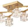 6 Light Crystal Ceiling Light For Dining Room, Modern Ceiling Lamp With Light Fixture For Entryway, Lobby, Kitchen, Bedroom, Living Room, Conference Room, (6*G9 Bulbs Included) - Gold - Image 15