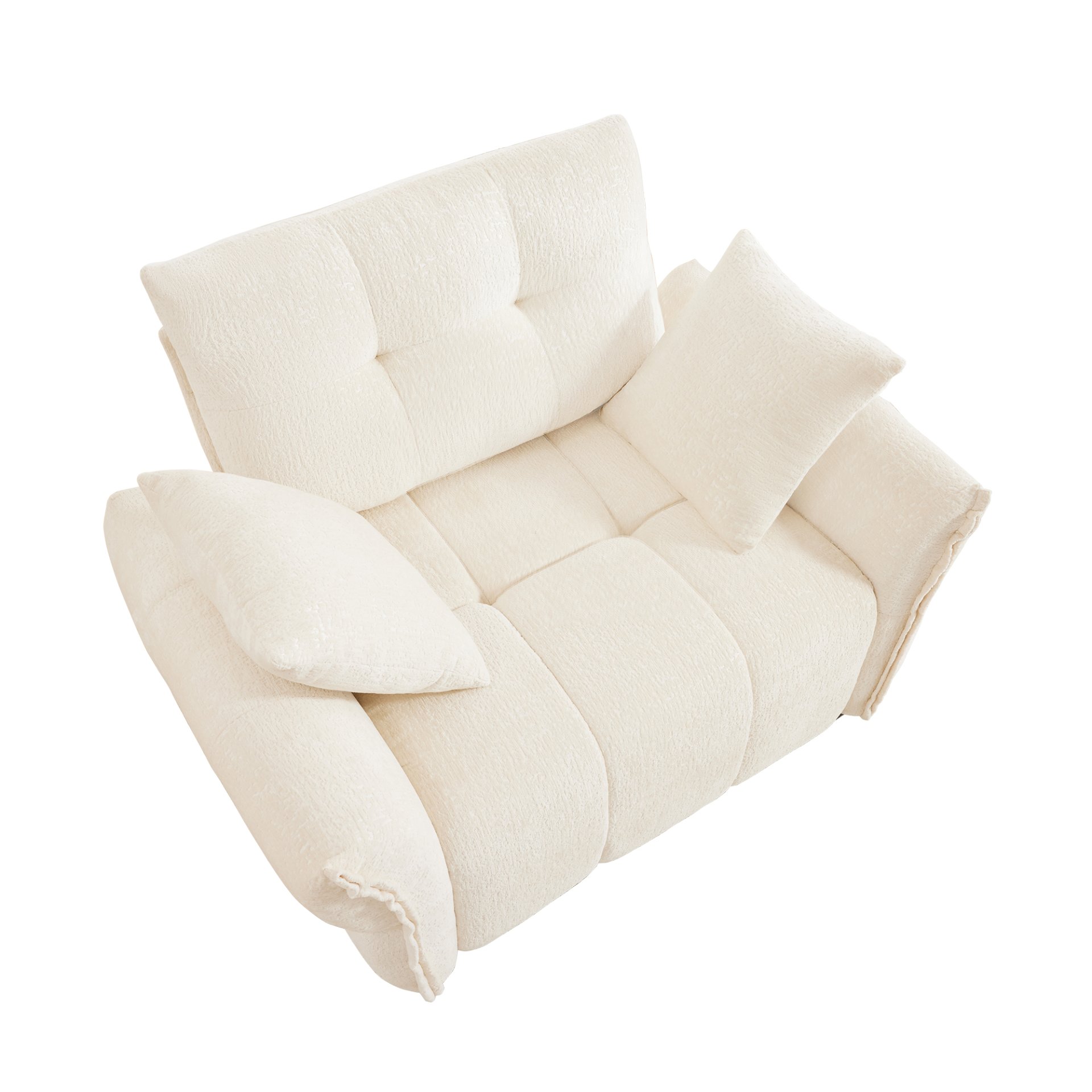 Ergonomic Single Seater Sofa With High Resilience Support Cushions And Throw Pillows, Modern Design - White - Image 8