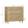 3 Drawers Rattan Storage Cabinet Rattan Drawer, For Bedroom, Living Room, Dining Room, Hallways (Set of 2) - Oak - Image 3