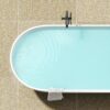 59" Freestanding Solid Surface Bathtub, Luxury Man-Made Stone Resin Freestanding Soaking Bathtub With Overflow And Pop-Up Drain For Contemporary Bathroom 22S03-59Gw - Glossy White - Image 11
