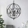 4 Light Metal Chandelier, Hanging Light Fixture With Adjustable Chain For Kitchen, Bulb Not Included - Black - Image 3