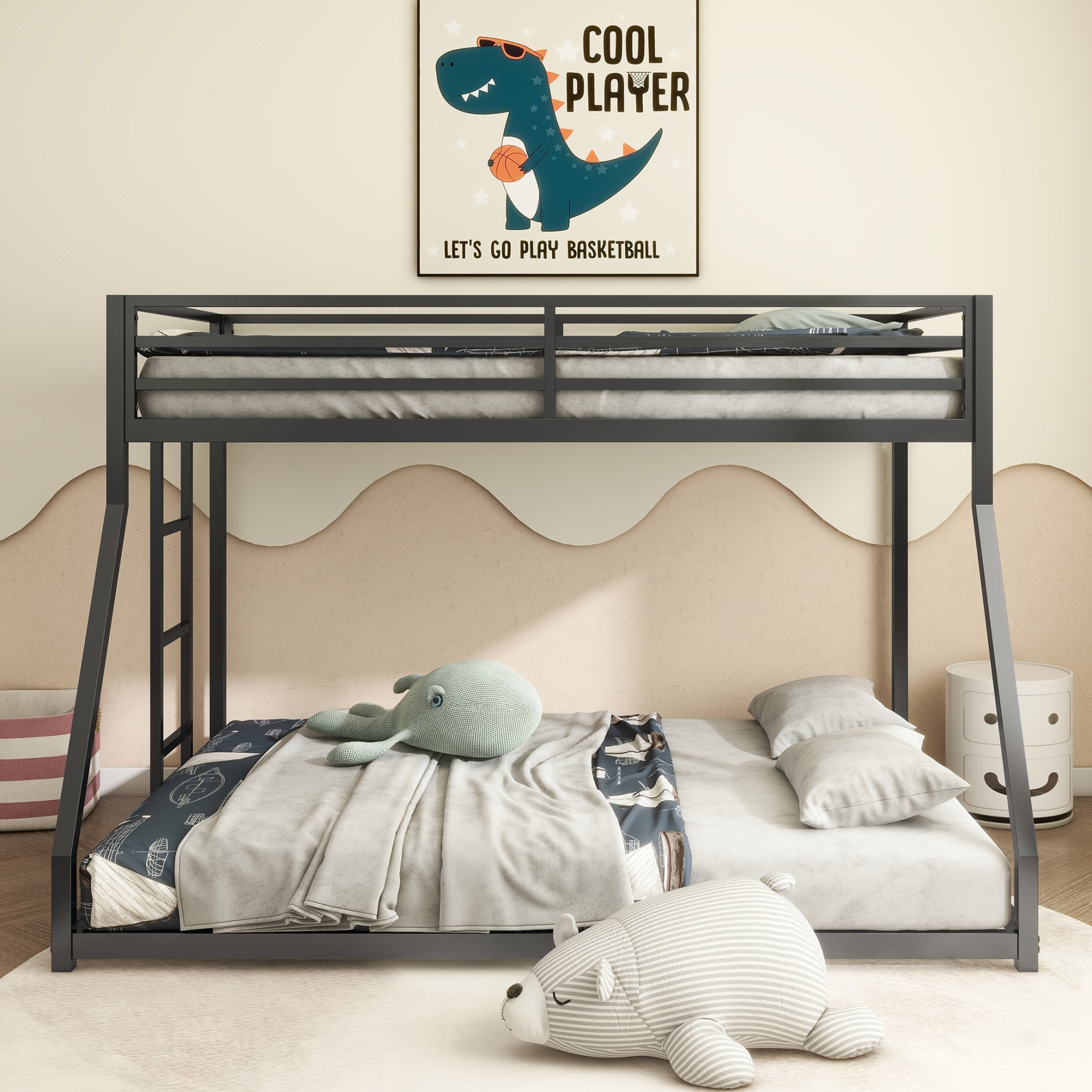 Adam - Twin Over Full Metal Bunk Bed - Black Metal - Image 5