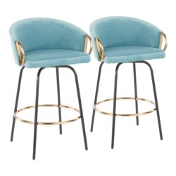 Claire - Contemporary / Glam Counter Stool (Set of 2) - Black / Light Blue