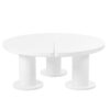 Round Petal Shaped Coffee Table Style Center Table With 3 Thick Legs Minimalist Irregular End Table With Sleek Round Edges For Living Room - White - Image 8