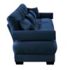 Modern Velvet 2 Seater Sofa & Ottoman Round Bolster Armrests Waist And Throw Pillows L Shape - Blue - Image 8