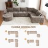 Oversized Modular Sofa Cloud Sectional Sofa Set Upholstered Couches U - Shaped Sofa With Deep Seat For Living Room - Brown - Image 6