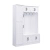 Tall Hall Tree With Shoe Storage, 4 In 1 Entryway Bench With 6 Cabinets, 4 Coat Hooks & Adjustable Shelf For Hallway - White - Image 16