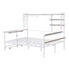 Full Size Daybed With Movable Desk, Grid, Shelves And Clothes Hanger - White - Image 17