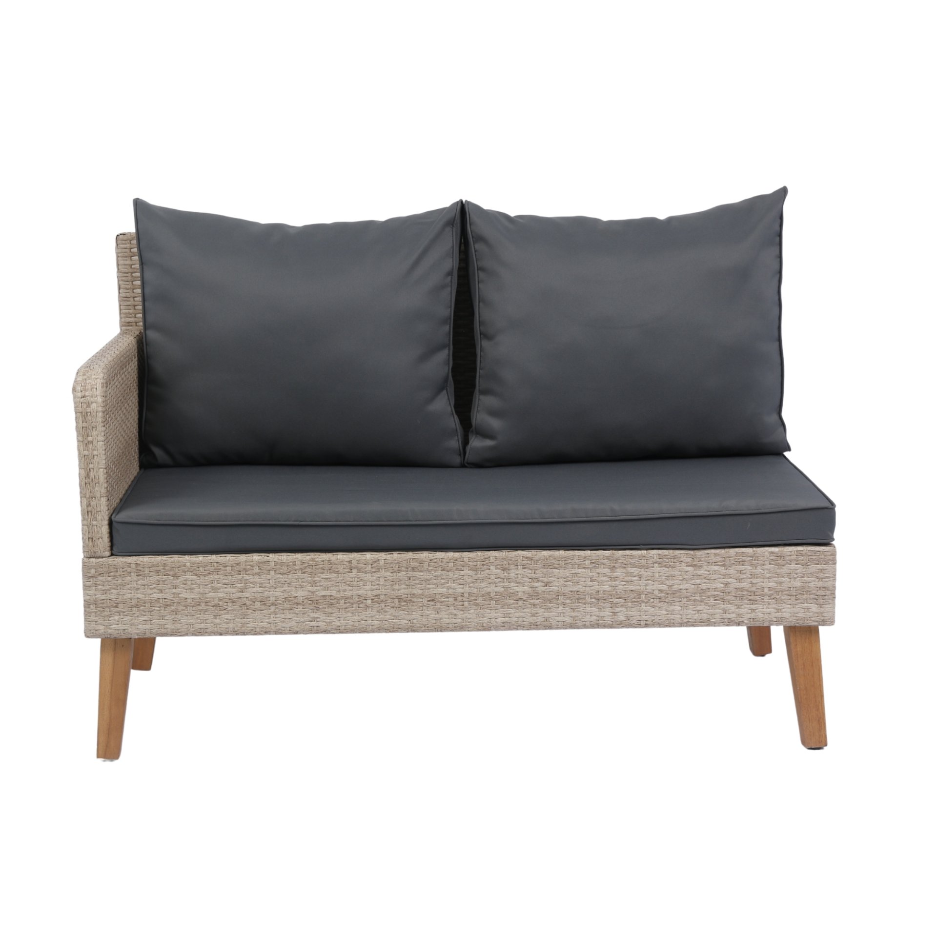 3 Piece Patio Sectional Wicker Rattan Outdoor Furniture Sofa Set Natural Wicker And Cushion - Yellow / Dark Gray - Image 14