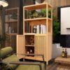 Neutral - Bamboo Storage Cabinet Freestanding With 2 Doors For Bathroom, Living Room, Kitchen, And Entryway - Neutral - Image 5