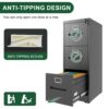 Premium Metal 3 Drawer File Cabinet With Lock For A4 Legal / Letter Size Storage, Steel - Brushed Nickel - Image 6