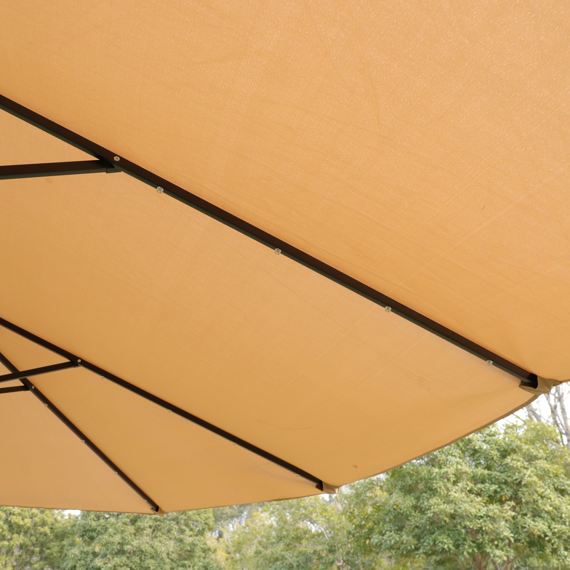 15 X 9 Ft Large Double Sided Rectangular Outdoor Twin Patio Market Umbrella With Light And Base - Taupe - Image 10