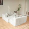 Modular U Shaped Sectional Sofa, 4 Seater Chaise Lounge With Reversible Design Striped - Beige - Image 5