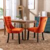 Nikki - Modern, High-End Tufted Solid Wood Contemporary Velvet Upholstered Dining Chair With Wood Legs Nailhead Trim (Set of 2) - Orange - Image 12