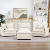 Contemporary Modular Sectional Sofa L Shaped Couch Set With Movable Ottoman Chenille - Beige - Image 6