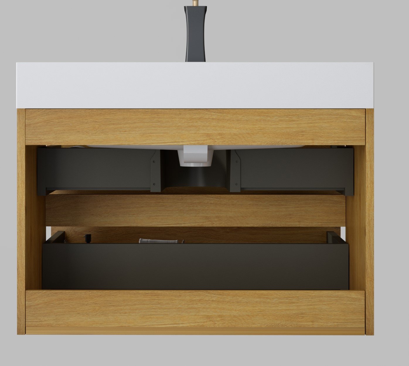 Alice - U041-Alice30-106 Bathroom Vanity With Sink, Large Storage Wall Mounted Floating Bathroom Vanity For Modern Bathroom - Oak / White - Image 9