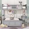 Full Over Full Bunk Bed With Desk - Gray - Image 13