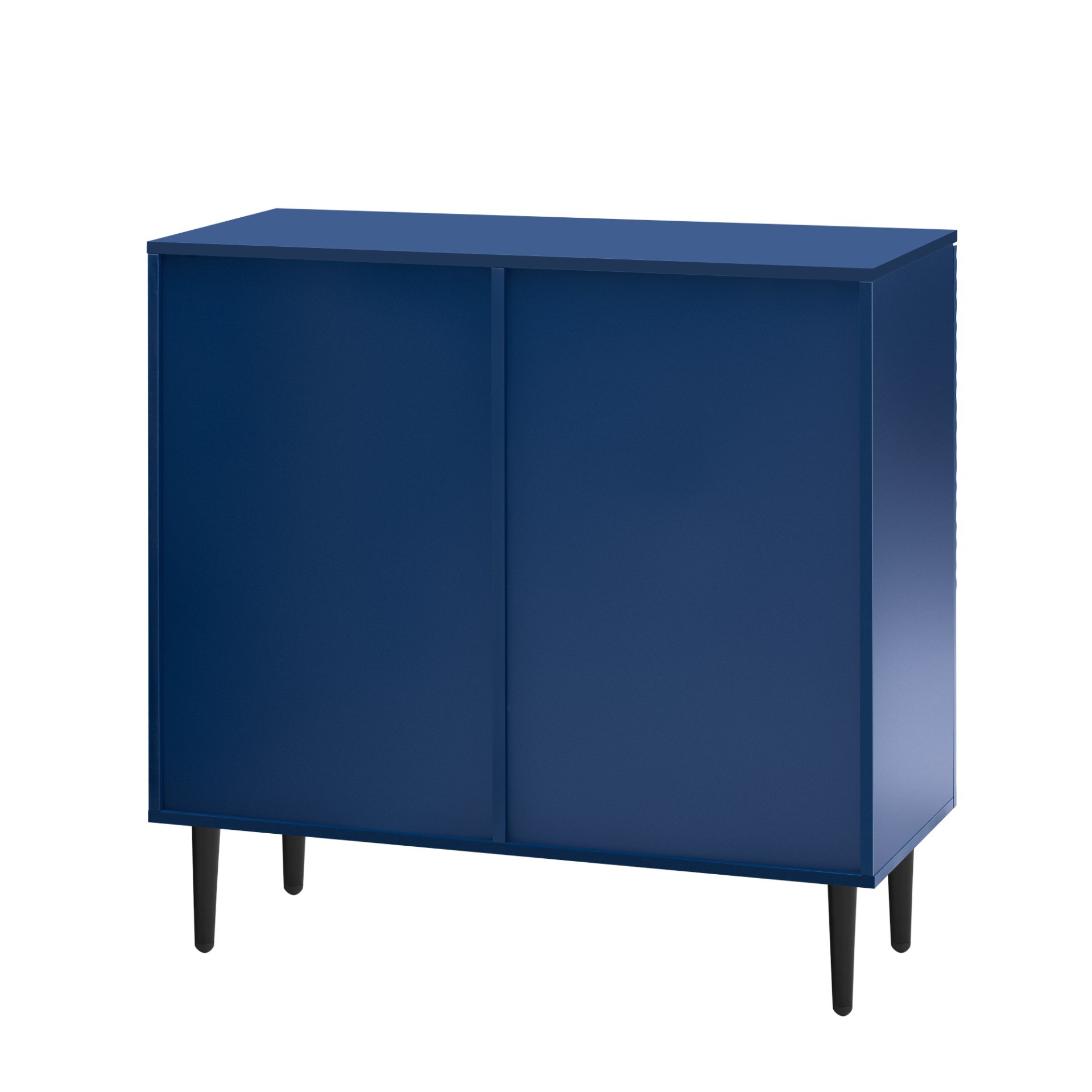 Side Cabinet With Adjustable Shelves And Geometric Door Panels - Navy Blue - Image 9