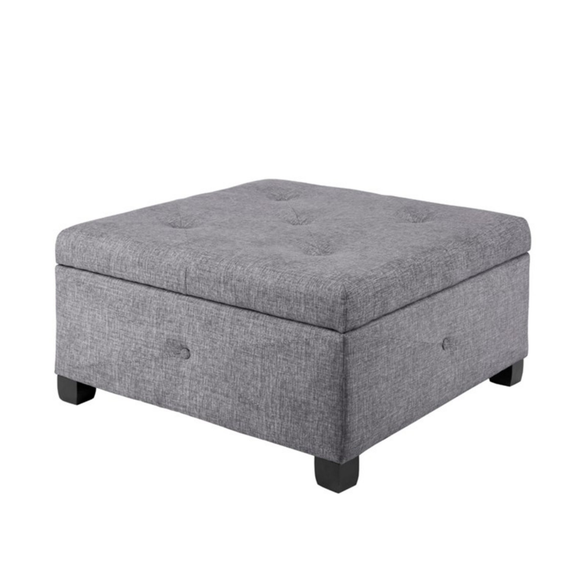 Aspen - Ottoman Soft Close Storage Charcoal Upholstered - Charcoal - Image 6