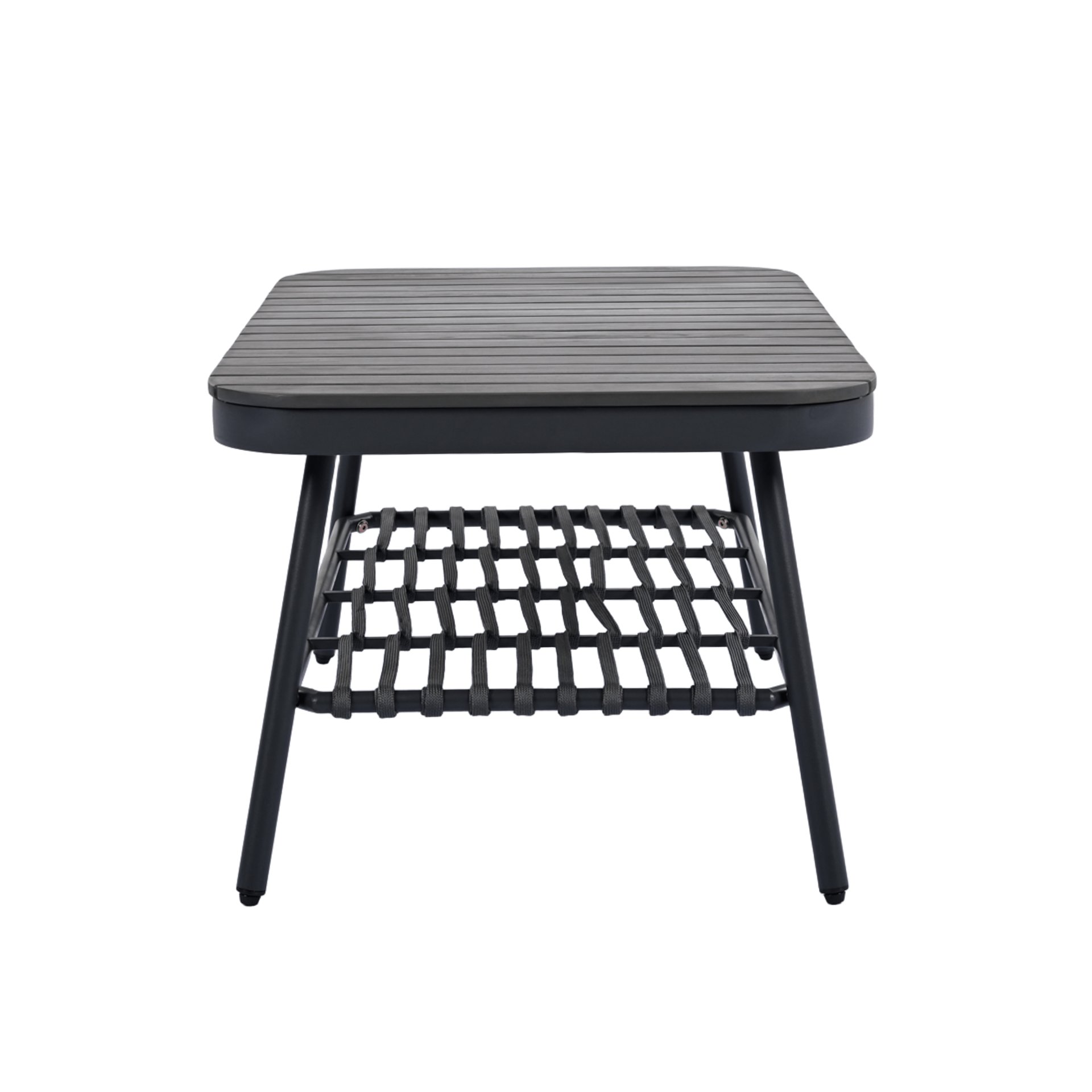 4 Piece Outdoor Patio Furniture Set, Metal Chairs With Woven Rope U Shaped Backrest, Outdoor Conversation Set With Thick Cushions And Coffee Table For Garden, Poolside, Balcony - Black / Gray - Image 20